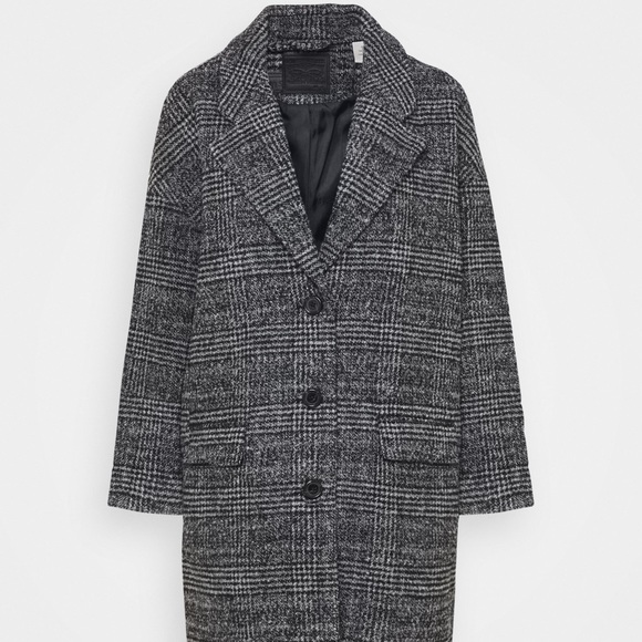 New Levi’s Wool Plaid Design Cocoon Classic Relaxed Fit Coat - Picture 9 of 14